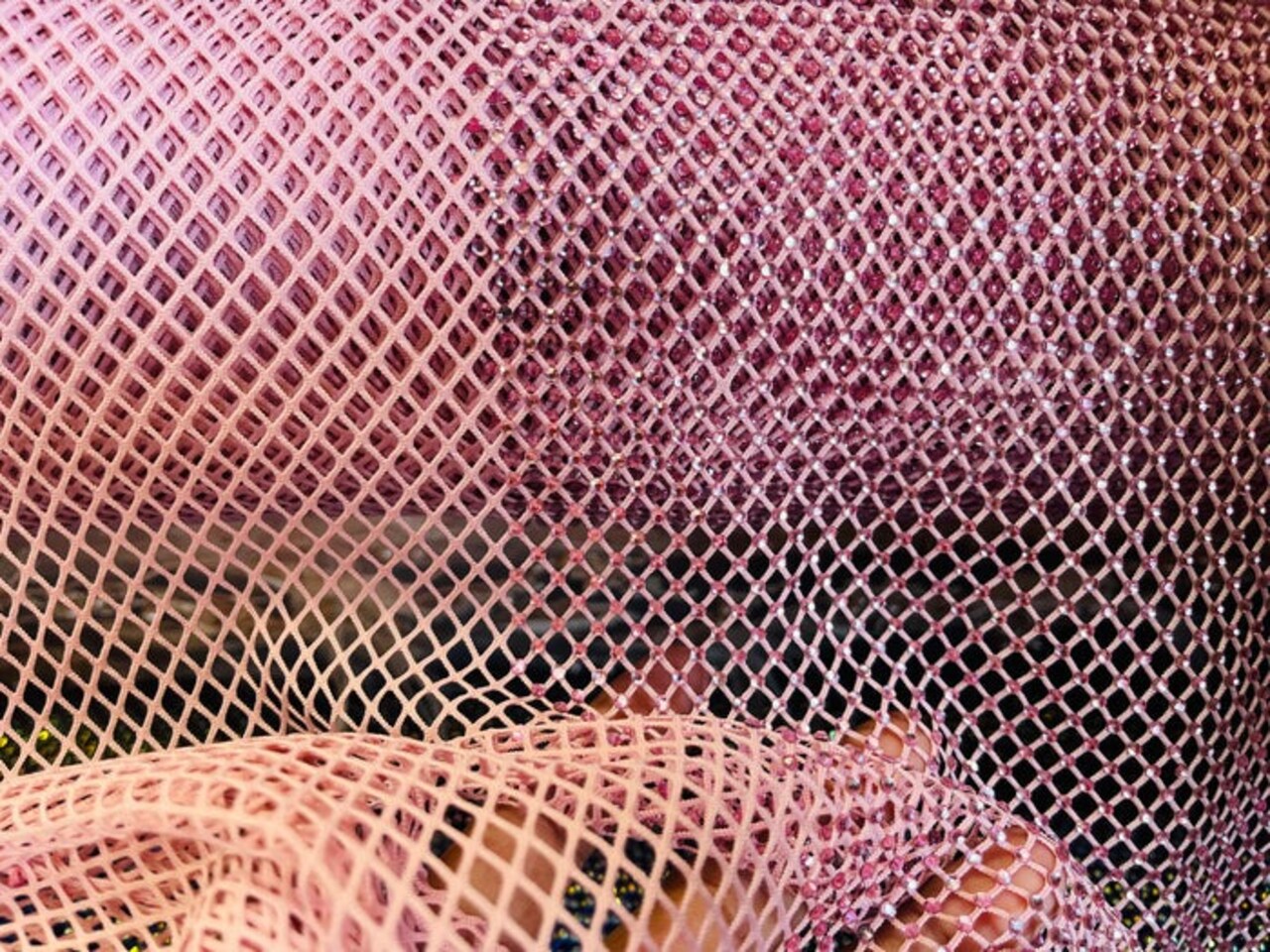 1 Yard Sparkly AB Rhinestone Fishnet Fabric Stretch Mesh for Costumes, Décor, and Apparel